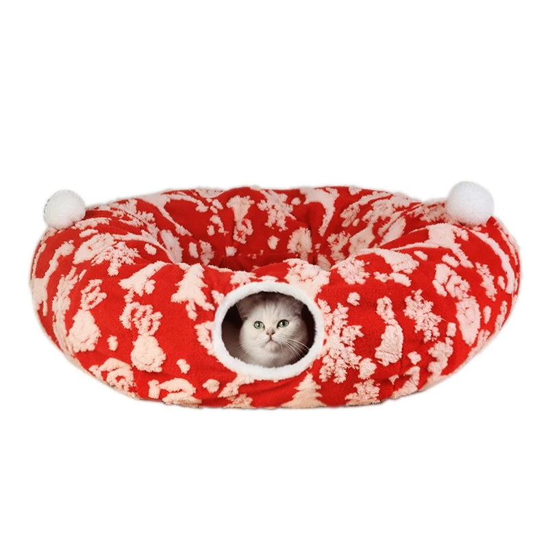 Foldable Plush Cat Tunnel