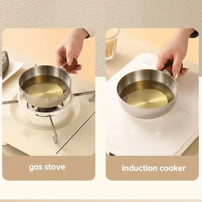 Stainless Steel Milk Pot with Wooden Handle