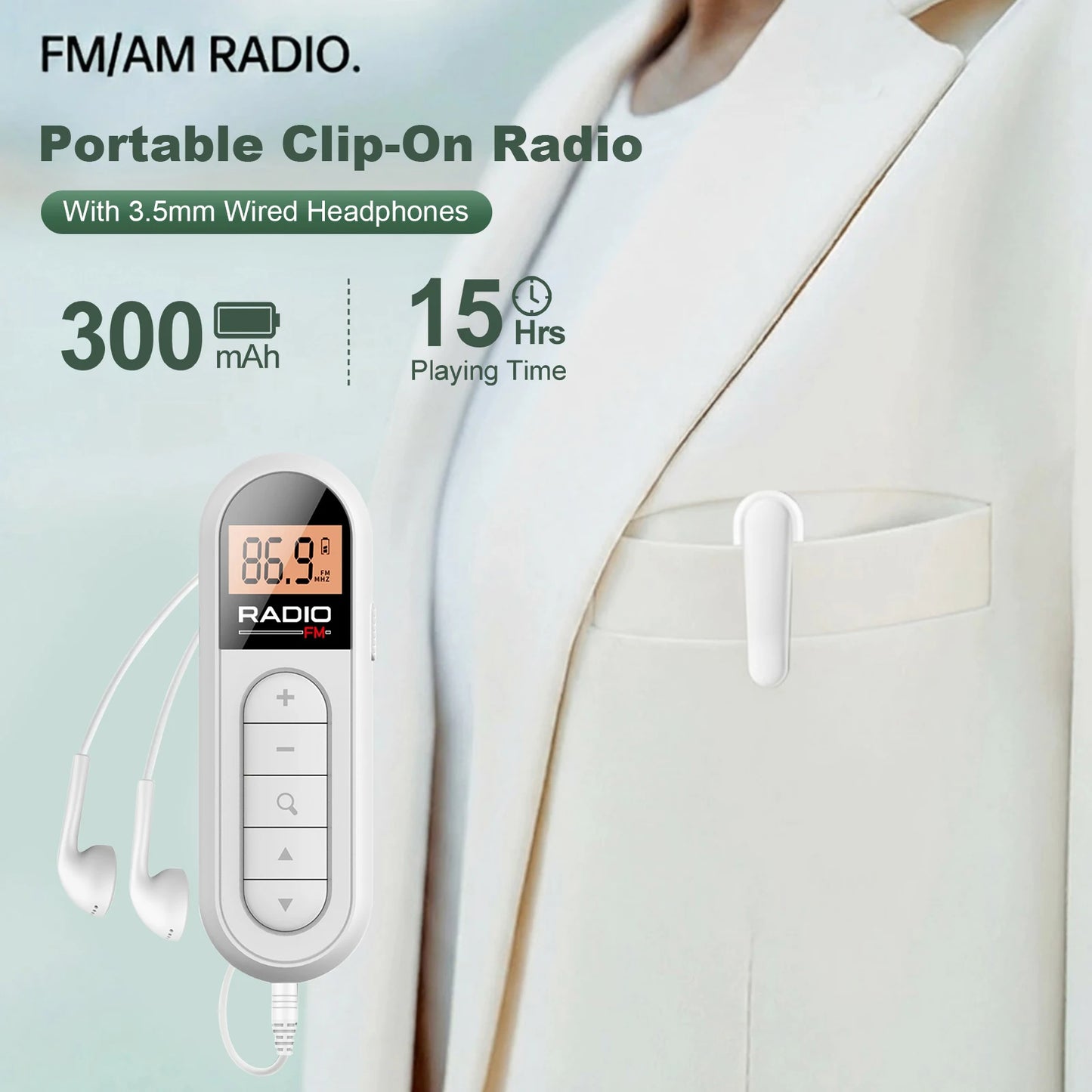 Portable Digital FM Pocket Radio with LCD Display