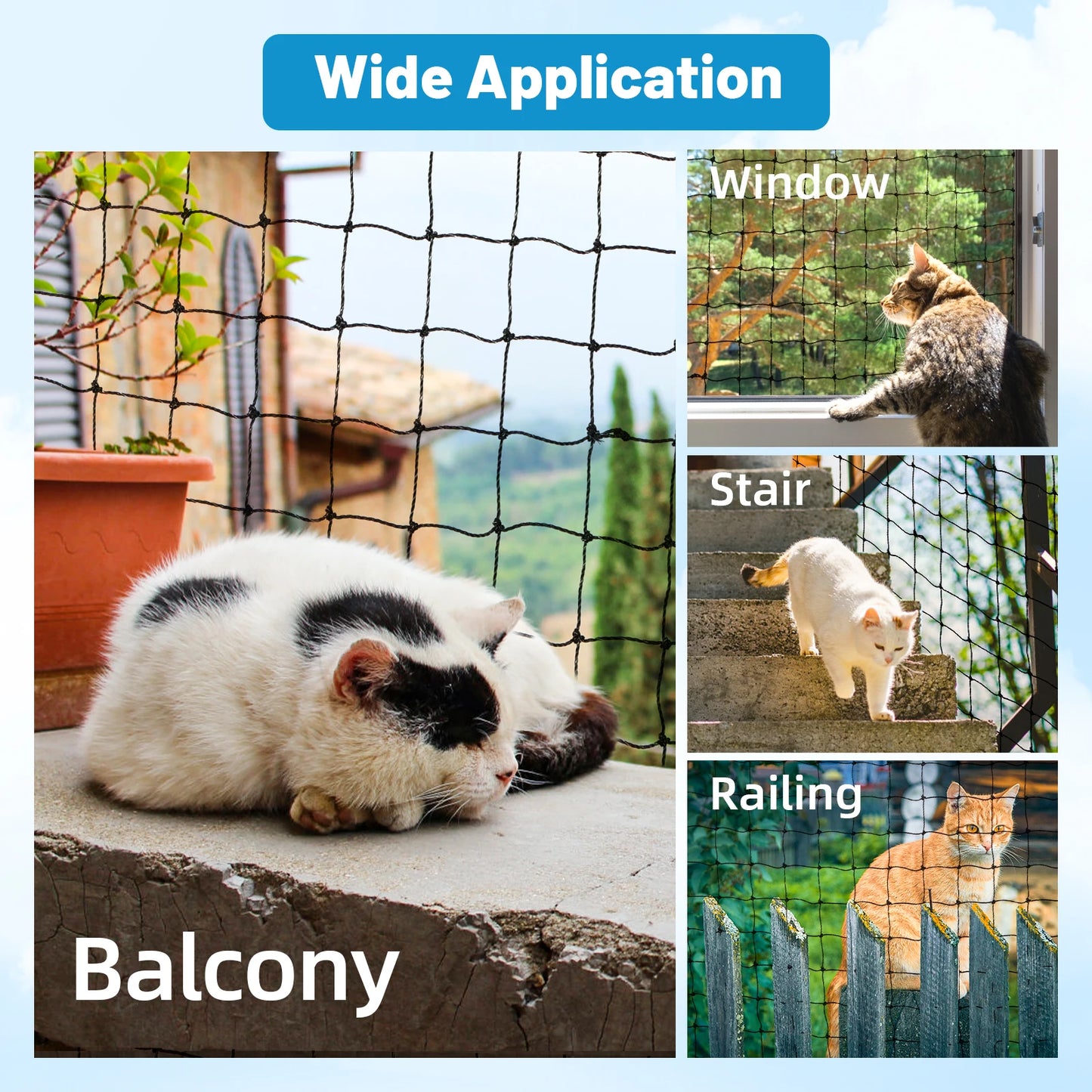 Steel Wire Reinforced Cat Balcony Safety Net