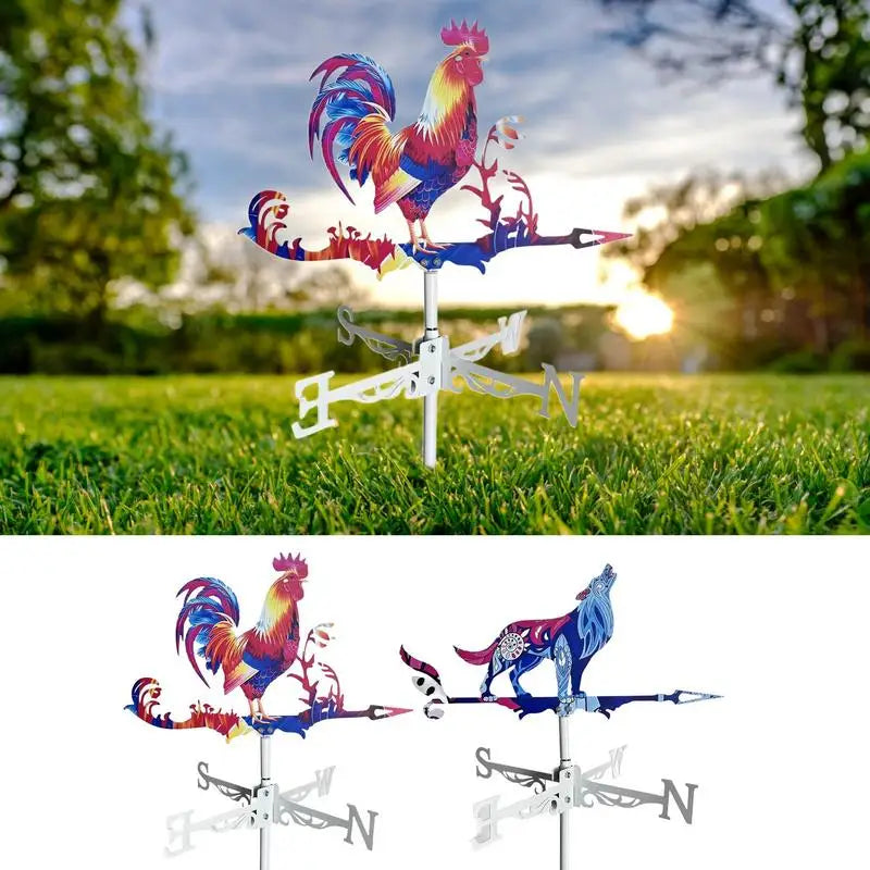 Retro Metal Rooster Weather Vane for Roof & Garden