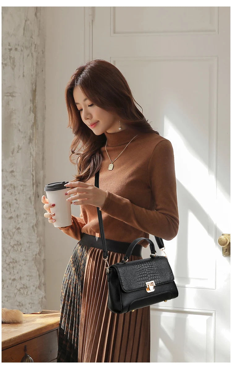 Large Capacity Leather Crossbody Handbag for Women