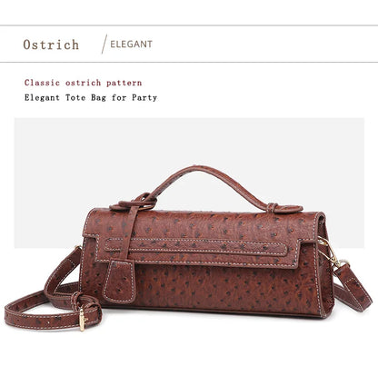 Ostrich Print PU Leather Shoulder Bag