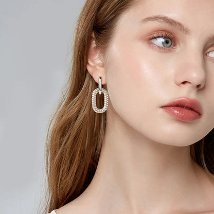 925 Sterling Silver Moissanite Paperclip Drop Earrings