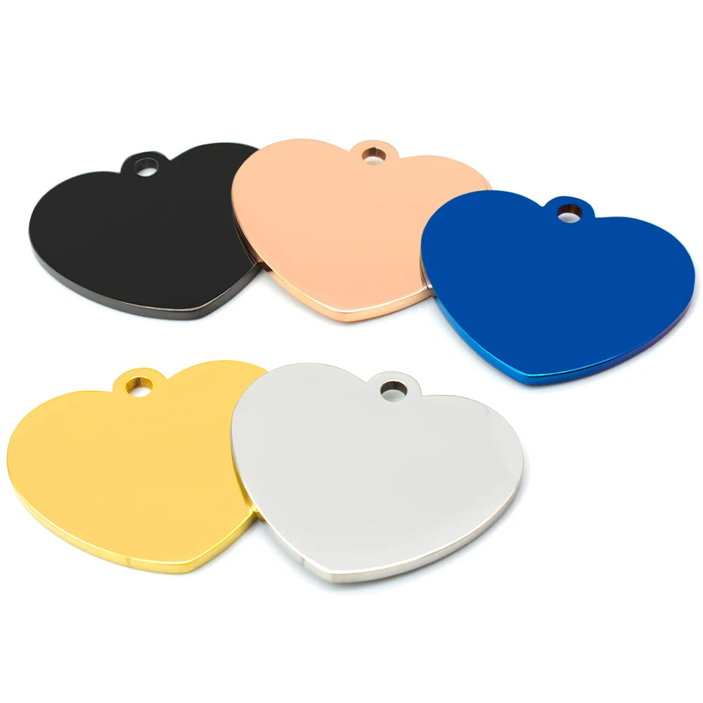 Heart-Shaped Stainless Steel Pet ID Tag Set