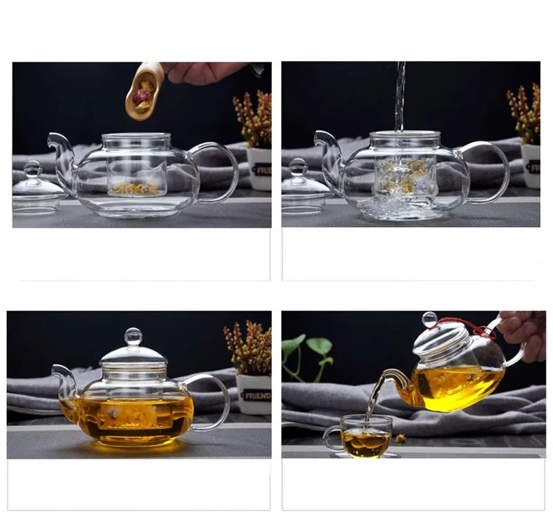 High Borosilicate Glass Teapot with Built-In Filter