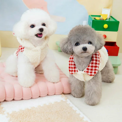 Warm Plush Plaid Dog Hoodie Jacket