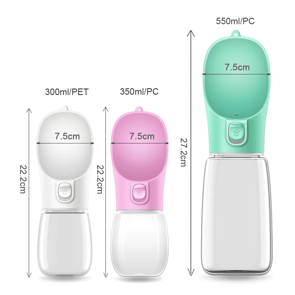 Leak-Proof Pet Water Bottle with Built-In Bowl