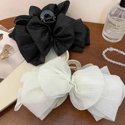 Three Layer Chiffon Bow Hair Claw Clip