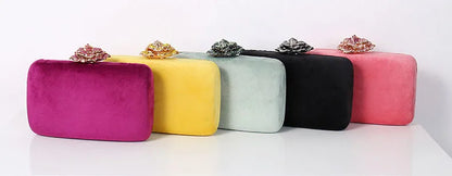 Diamonds Flower Velvet Evening Bag