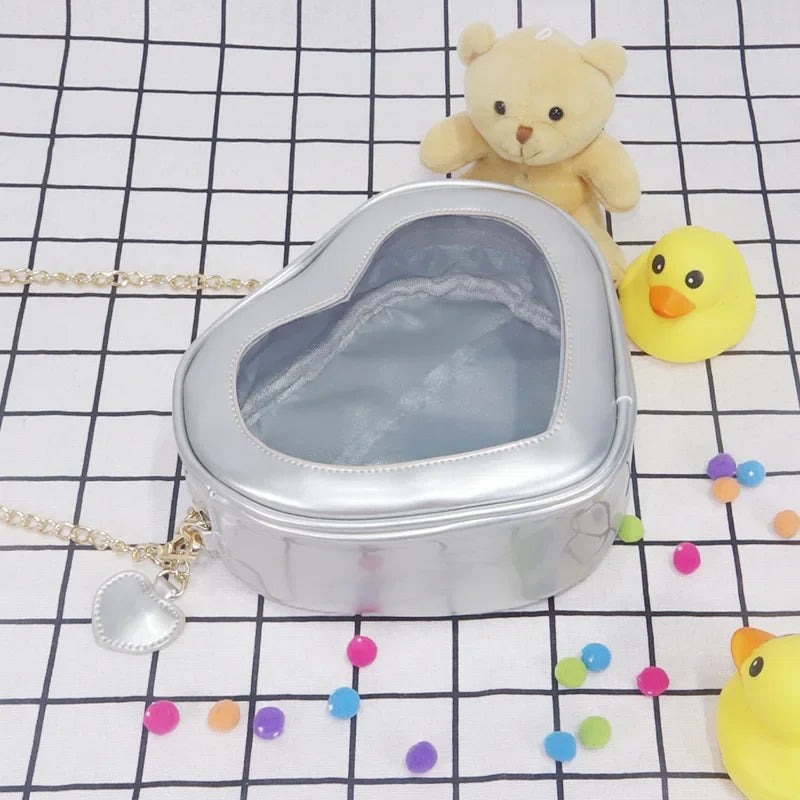 Heart-Shaped Transparent Ita Crossbody Bag