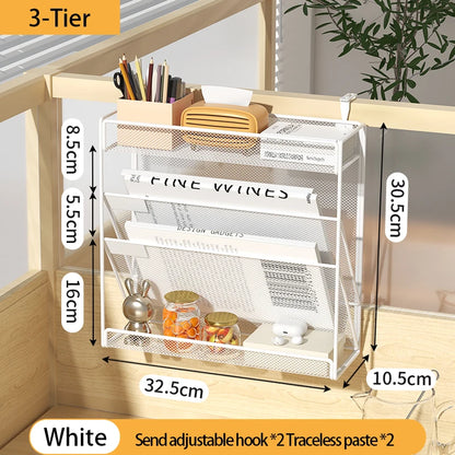 Mesh Desk File Organizer, 5-Tier Vertical Document Tray with Wall Mount Option