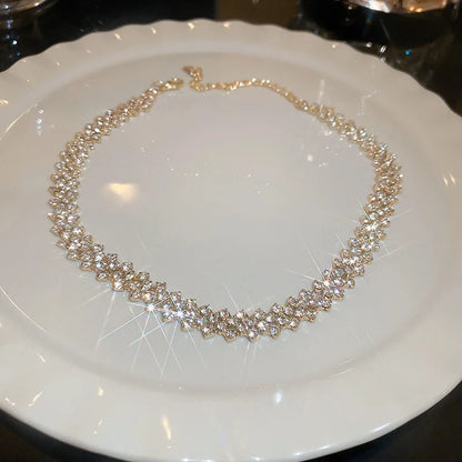 Geometric Rhinestone Crystal Choker Necklace