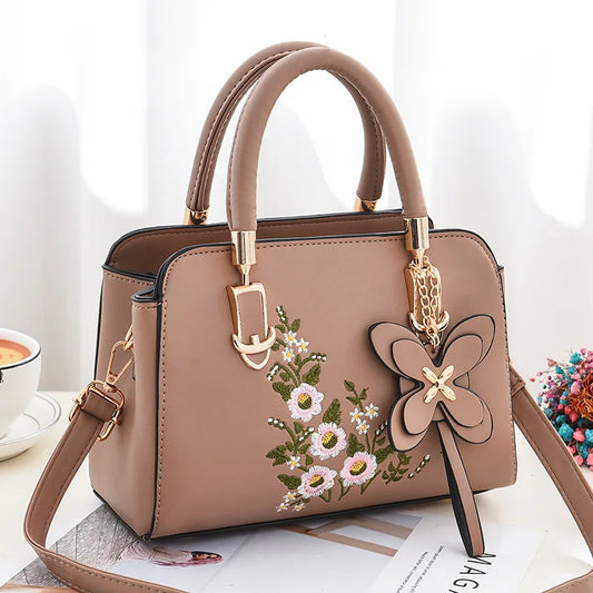 Floral Embroidered Large Capacity Tote Bag