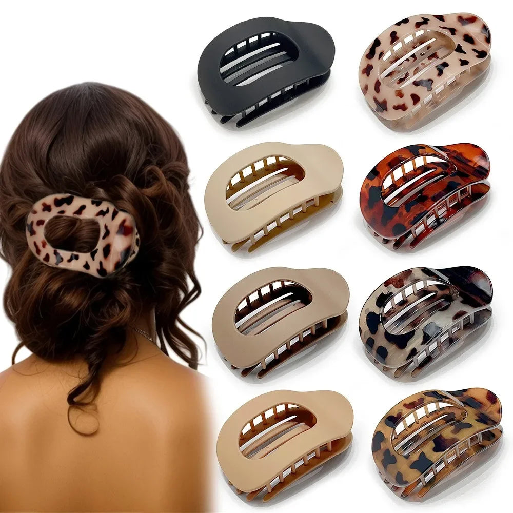 Oval Leopard Hair Claw Clip
