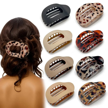 Oval Leopard Hair Claw Clip