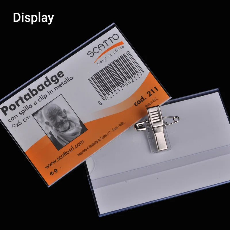 Transparent ID Badge Holders with Safety Pin Clip