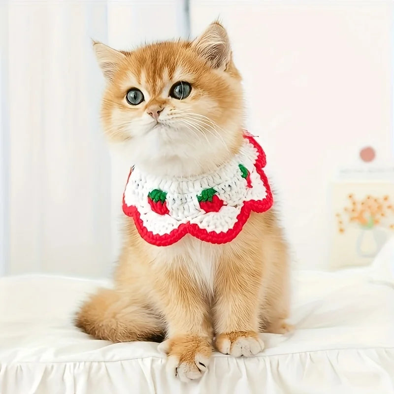 Strawberry Plaid Pet Ruffle Bib