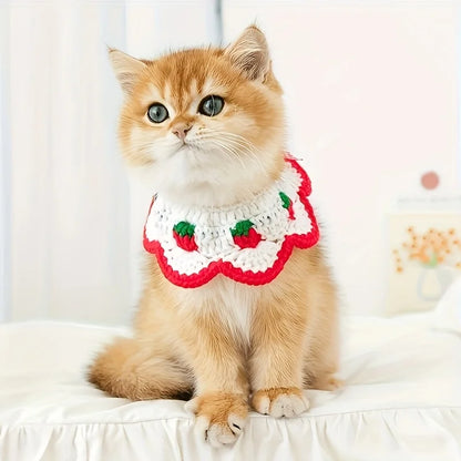 Strawberry Plaid Pet Ruffle Bib