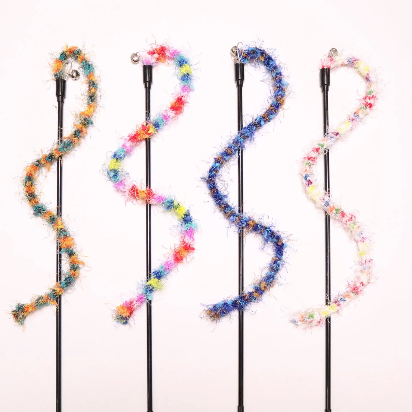 Colorful Plush Rope Cat Teaser Wand Set