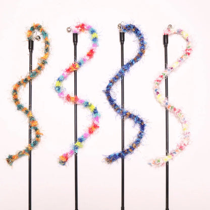 Colorful Plush Rope Cat Teaser Wand Set