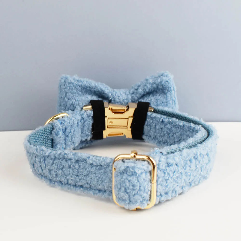 Personalized Teddy Velvet Dog Collar & Leash Set