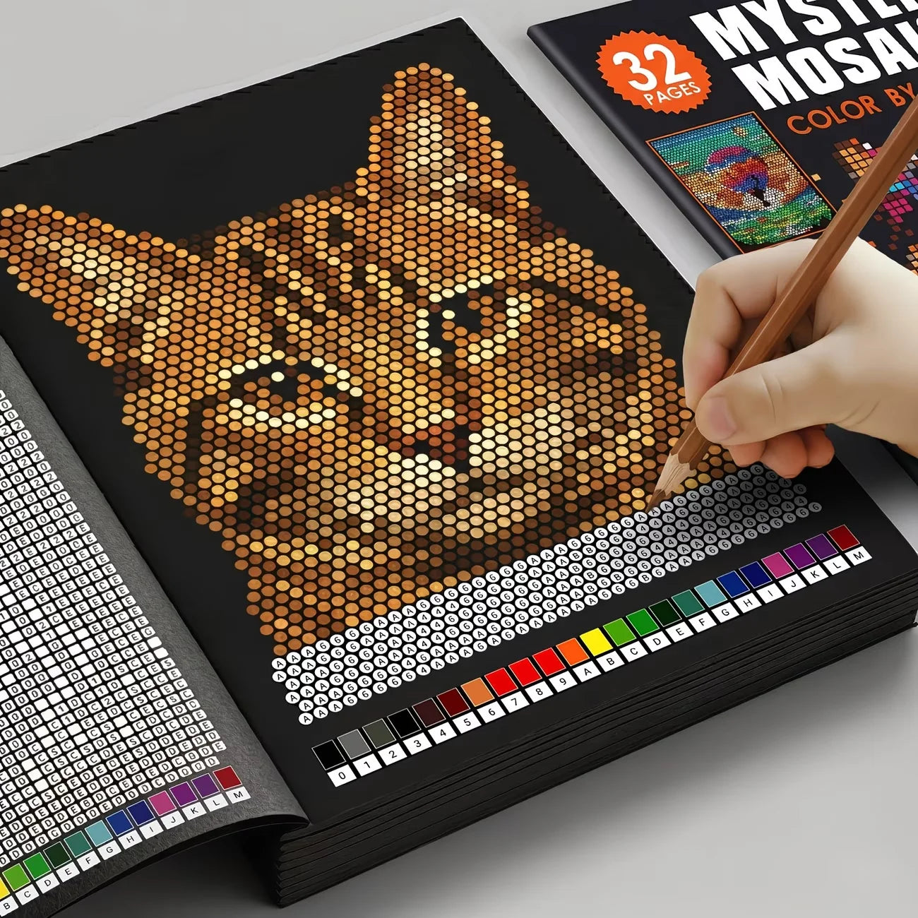 Mystery Mosaics Color by Number Book – 32 Page Pixel Art Coloring Workbook