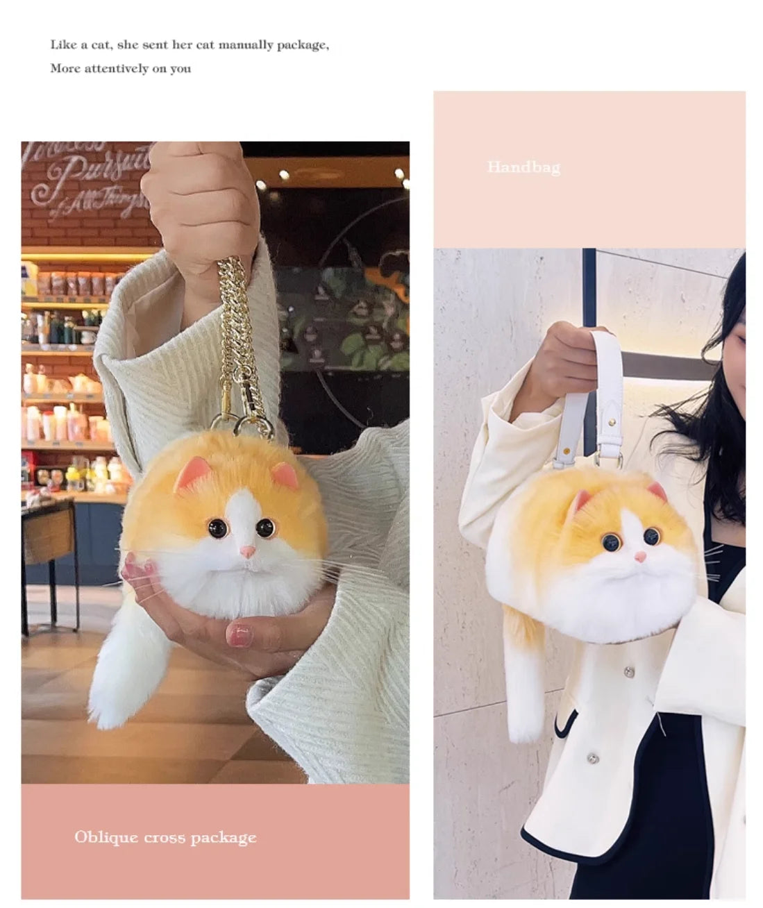 Cute Plush Cat Shoulder Bag