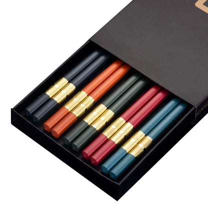 5 Pairs Stainless Steel Non-Slip Chopsticks Set