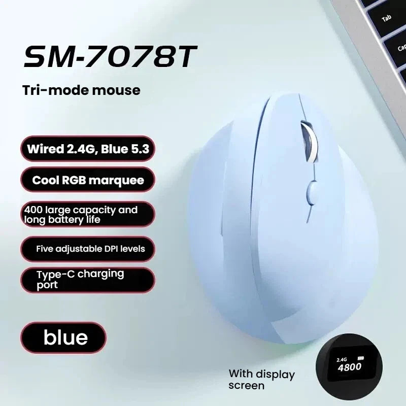Triple-Mode Vertical Wireless Mouse