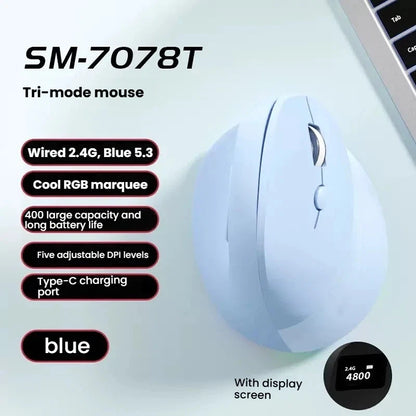 Triple-Mode Vertical Wireless Mouse
