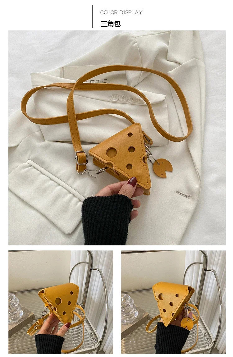 Cheese-Shaped Mini Crossbody Bag for Women