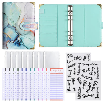 A6 Marble Budget Planner Binder with Cash Envelopes