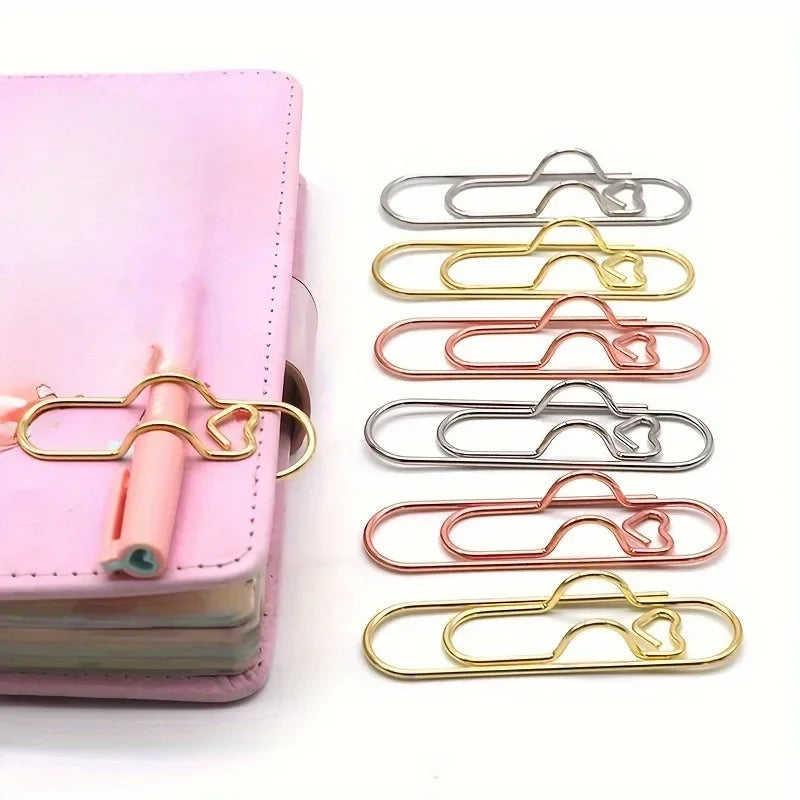 Heart-Shaped Notebook Pen Clip Set