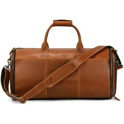 Crazy Horse Leather Travel Bag for Suits