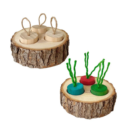 Wooden Hamster Foraging Toy & Chew Snack Box