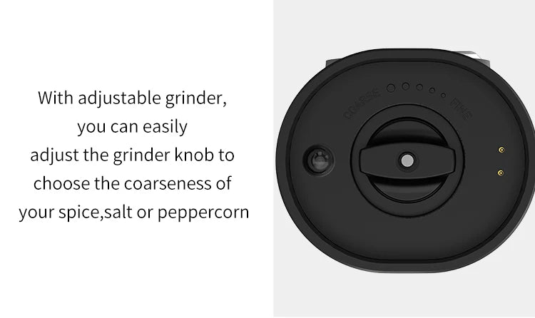 Electric Stainless Steel Spice Grinder with LED Light & Charging Base