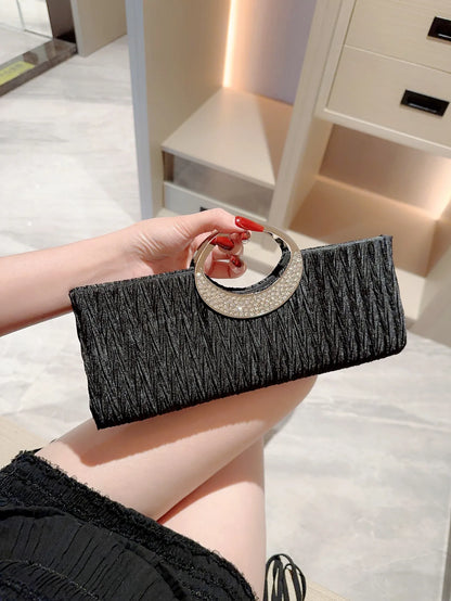 Classic Pleated Design Metal Evening Bag