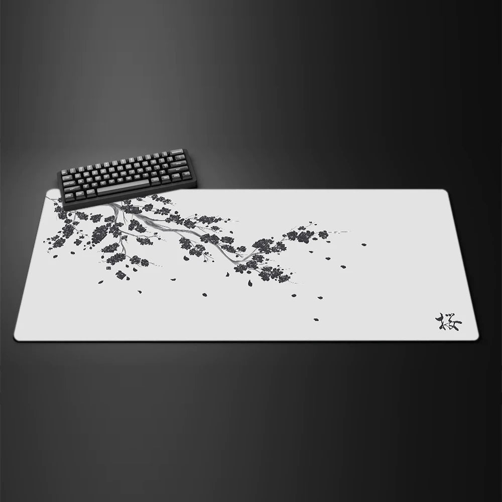 Black Sakura Extended Gaming Mouse Pad