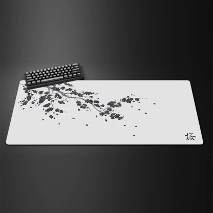Black Sakura Extended Gaming Mouse Pad