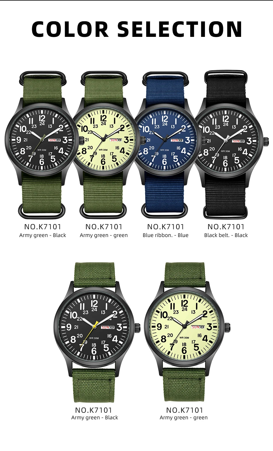 Men's Field Watch Nylon Strap Quartz Military Watch