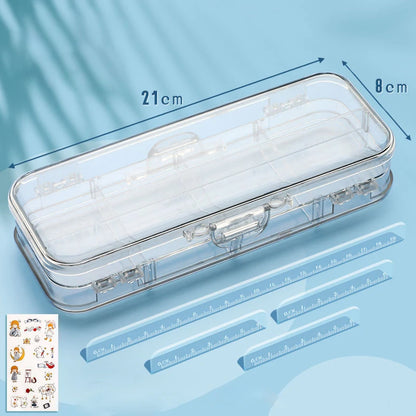 Double Layer Transparent Pencil Case – Large Capacity Stationery Organizer