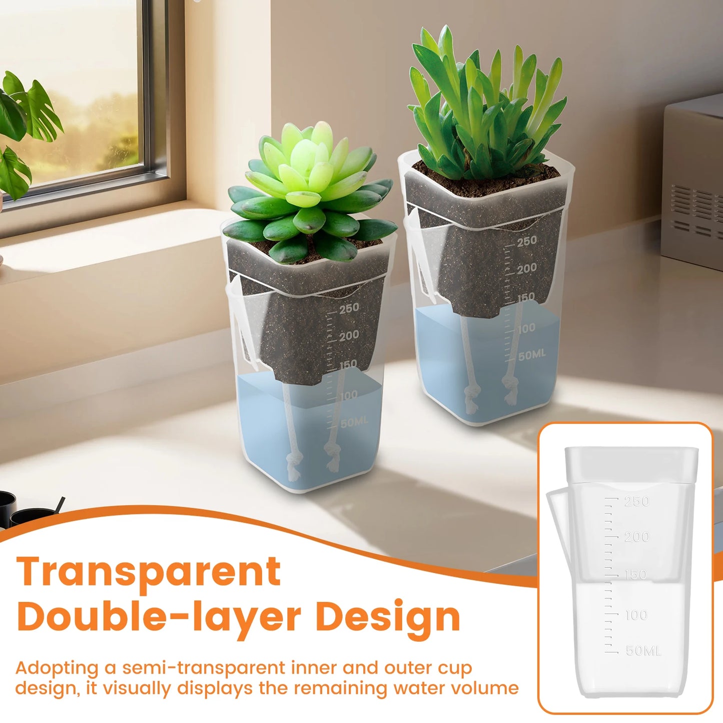 12-Pack Self Watering Planter Pots with Cotton Wicks