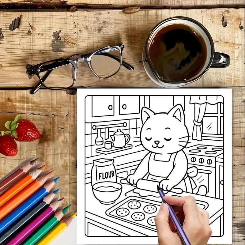 Cozy Cat Moments Adult Colouring Book
