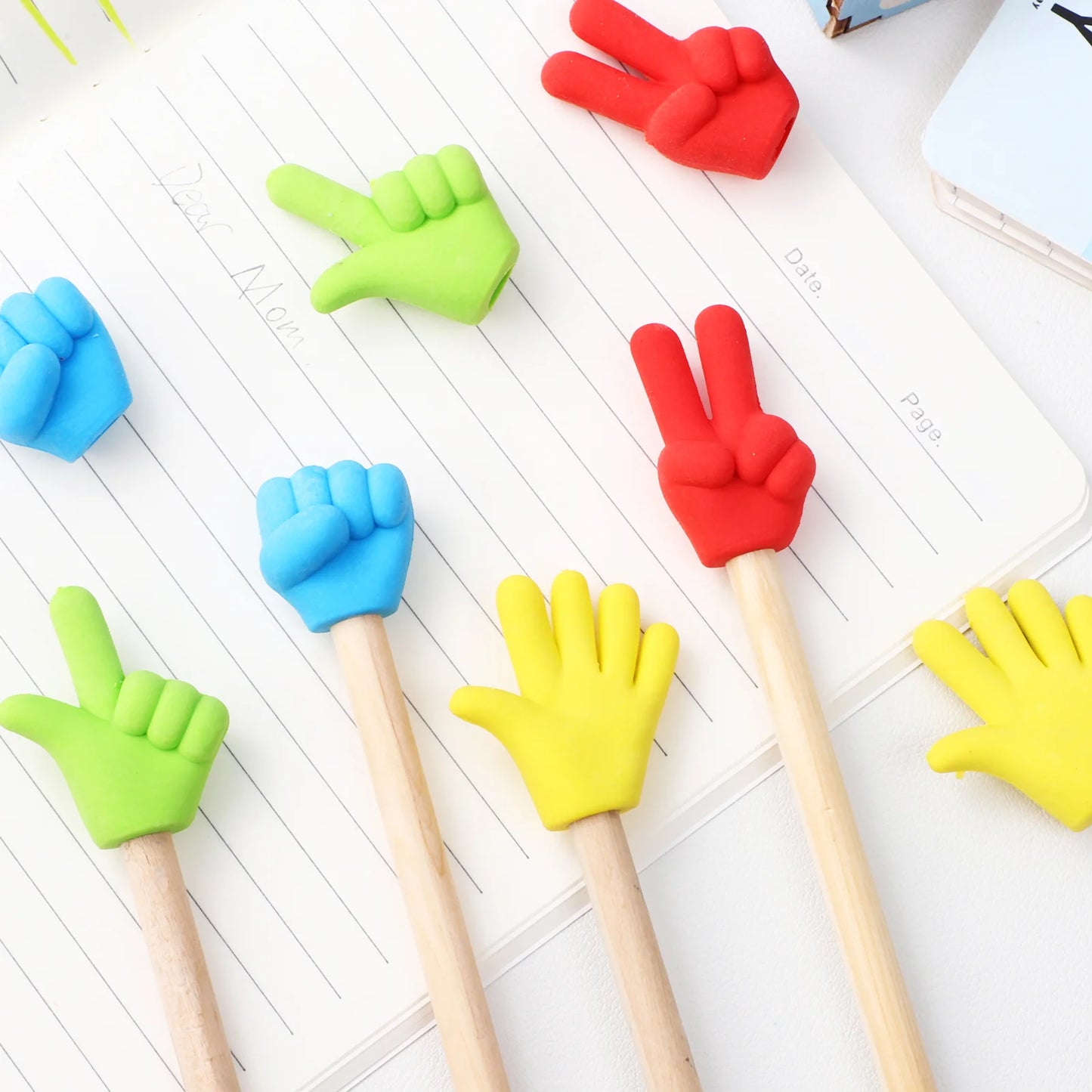 Cute Rubber Pencil Top Erasers for School, Drawing & Rewards