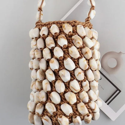 Mini Beaded Crochet Bucket Bag for Women