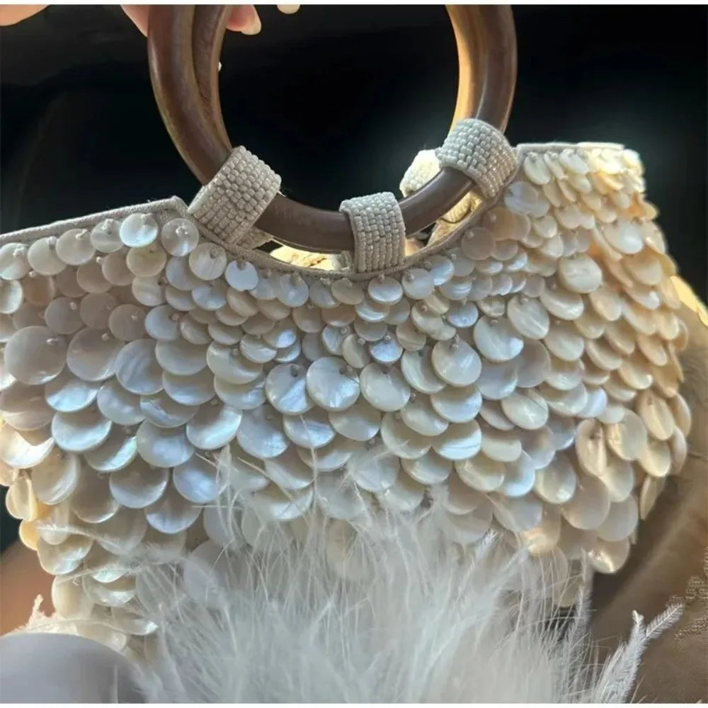 Handmade Seashell Beaded Bag