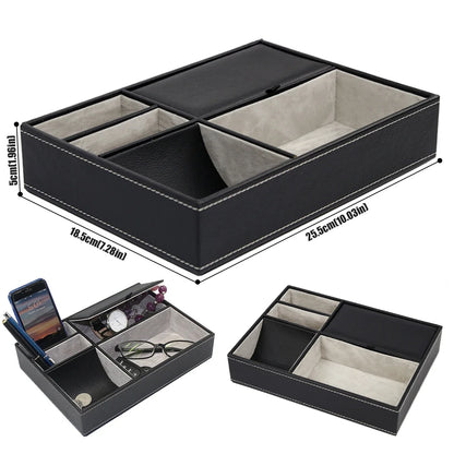 PU Desktop Organizer Valet Tray with Compartments
