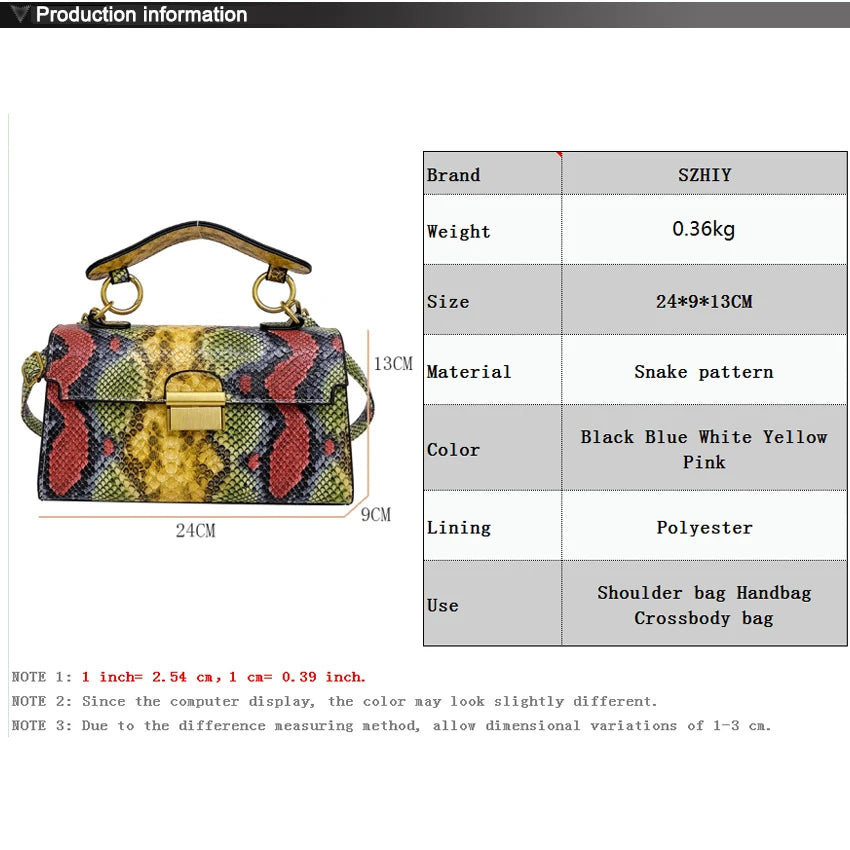 Luxury Snake Pattern Crossbody Shoulder Bag