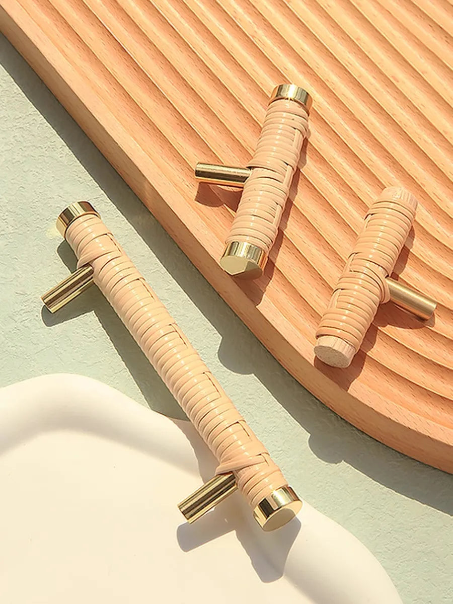 Rattan Weaving T-Shape Cabinet Handles